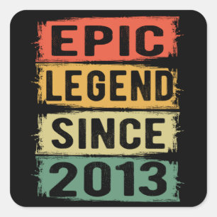8 Years Old Bday 2013 Epic Legend 8th Birthday Square Sticker