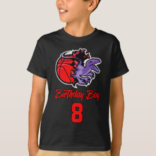 8 Years Old Birthday Boy For Basketball And Dinosa T-Shirt