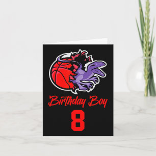 8 Years Old Birthday Boy For Bysketbyll And Dinosa Card