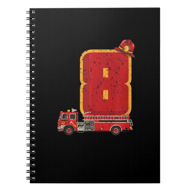 8 Years Old Birthday Boy Gifts Firefighter Notebook (Front)