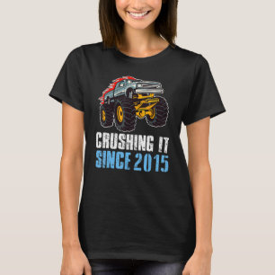 8 Years Old Birthday Boy Monster Truck Crushing Si T-Shirt