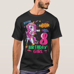 8 Years Old Birthday Comics Unicorn Flossing 8th B T-Shirt