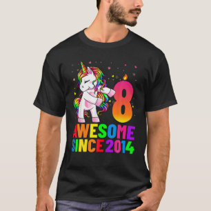 8 Years Old Birthday Unicorn Flossing 8Th Birthday T-Shirt