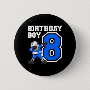 8 Years Old Boy Ice Hockey Player 8th Birthday Kid 6 Cm Round Badge