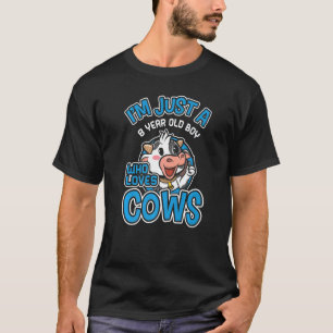 8 Years Old Boy Who Loves Cows Animal Kids 8th Bir T-Shirt