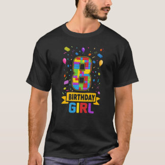 8 Years Old Building Blocks 8th Birthday Girl Mast T-Shirt