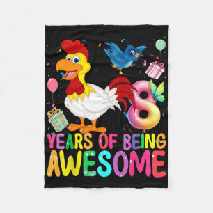 8 Years Old Chicken 8th Birthday Girl Chicken Part Fleece Blanket