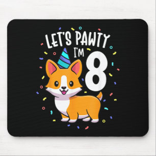 8 Years Old Corgi Dog Lover 8th Birthday Party Mouse Pad