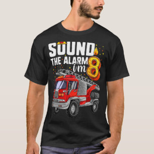 8 Years Old Firetruck Birthday Boy Firefighter T-Shirt