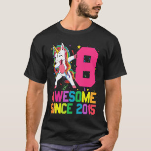 8 Years Old Flossing Unicorn 8th Birthday Party Gi T-Shirt