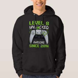 8 Years Old  Gamer Boy Birthday 8 Level Unlocked 2 Hoodie