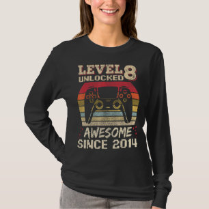 8 Years Old Gamer Boy Birthday 8 Level Unlocked 2 T-Shirt