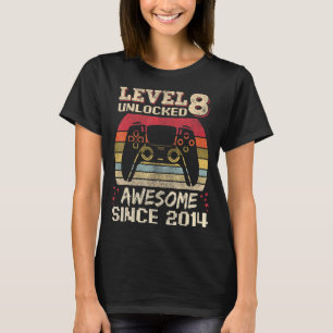 8 Years Old Gamer Boy Birthday 8 Level Unlocked 2 T-Shirt