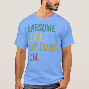 8 Years Old Gift Awesome Since September 2014 8th T-Shirt