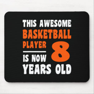 8 Years Old Happy 8th Birthday Basketball 8th Birt Mouse Pad