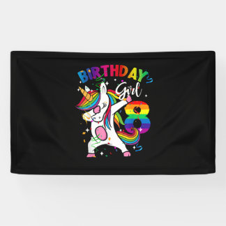 8 Years Old Kid 8th Birthday Gift Dabbing Unicorn Banner