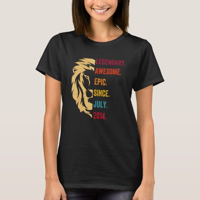 8 Years Old  Legend Since July 2014 8th Birthday T-Shirt (Front)
