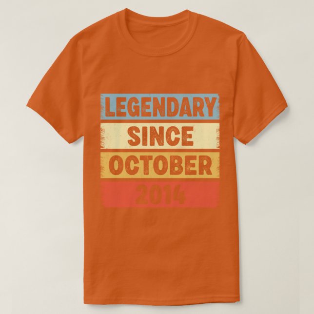 8 Years Old Legendary Since October 2014 8th Birth T-Shirt (Design Front)