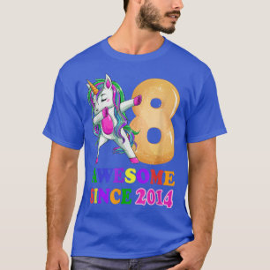 8 Years Old Unicorn Dabbing 8th Birthday, Girl Uni T-Shirt