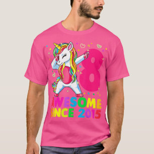 8 Years Old Unicorn Dabbing 8th Birthday Girl Unic T-Shirt