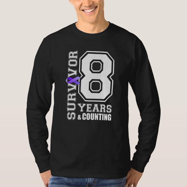 8 Years Survivor I Wear Purple Ribbon Lupus Awaren T-Shirt (Front)