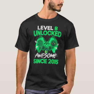 8 Yrs Old Boy Level 8 Unlocked Awesome 2015 Birth T-Shirt