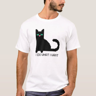 8Bit Digital Art Crypto Pixel Black Cat I DO WHAT T-Shirt