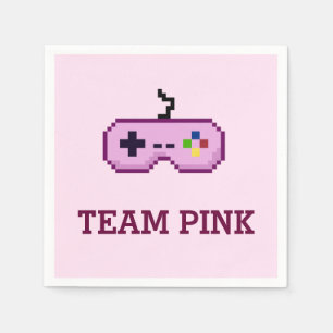 8bit Gamer Gender Reveal Team Pink Napkin