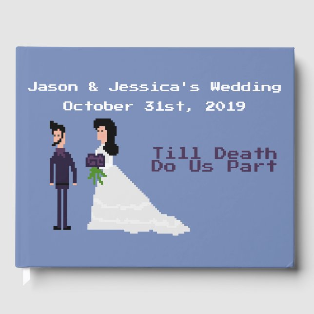 8bit Geek Gothic Til Death Do Us Part Wedding Guest Book (Front)