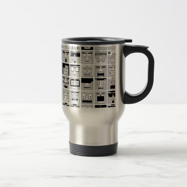 8bit Pixel Characters design Travel Mug (Right)