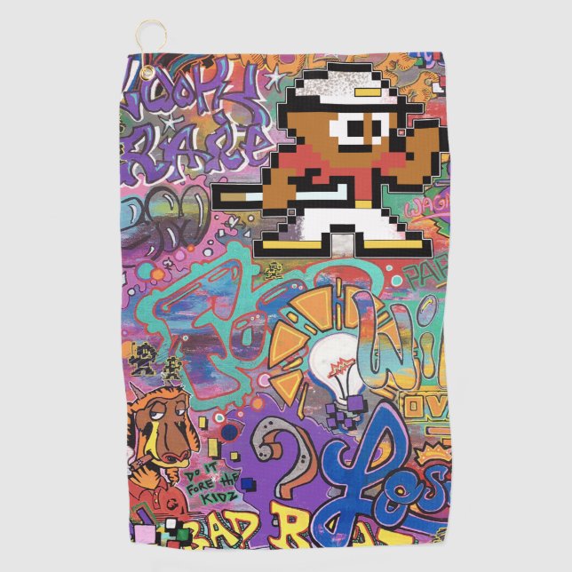 8bit Tee Time XXX3 Design Golf Towel (Front)