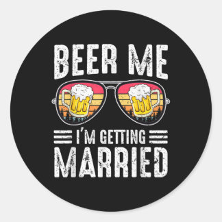 8gmr Retro Beer Me Im Getting Married Bachelorette Classic Round Sticker