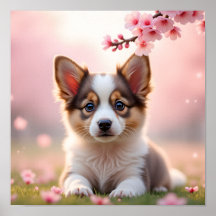 8K Corgi-Realistic Puppy in Autumn Maple Leaves