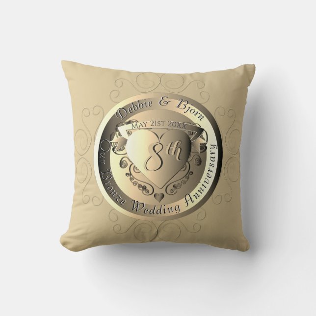 8th,19th Wedding Anniversary Bronze +Photo Cushion (Front)