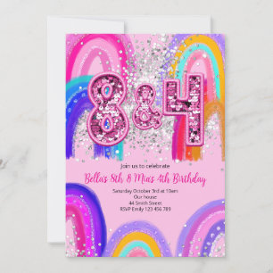8th and 4th Sisters Birthday Invitation