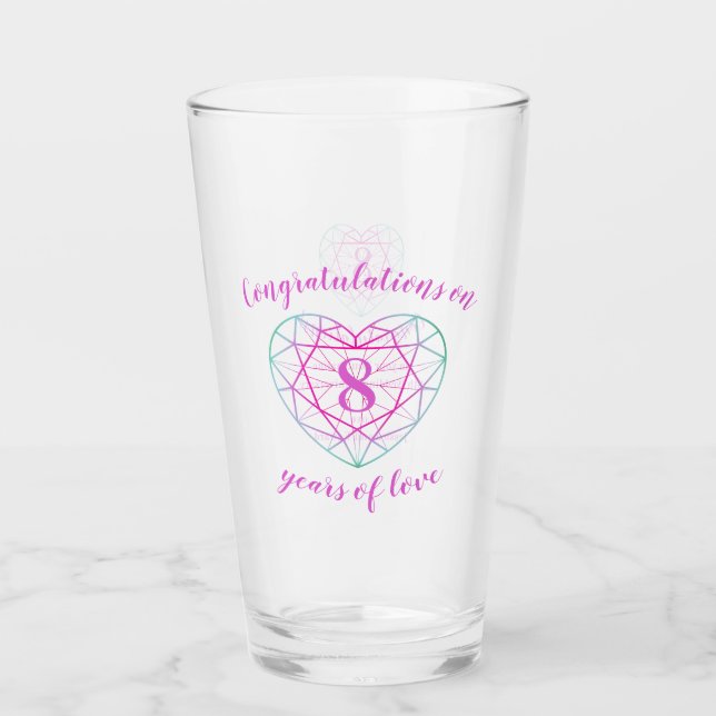 8th anniversary 8 years of love tourmaline custom glass (Front)