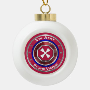 8th Army Customized Keepsake Ceramic Ball Christmas Ornament