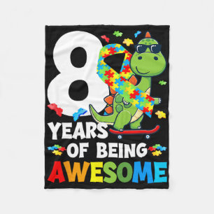 8th Autism Birthday Party Eight Year Old Autistic  Fleece Blanket