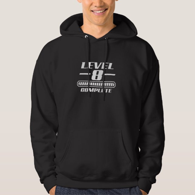 8th Bday Graphic Level 8 Complete Eighth Birthday  Hoodie (Front)