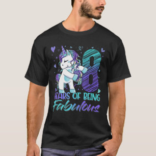 8Th Birthday 8 Year Old Girl Flossing Unicorn Part T-Shirt