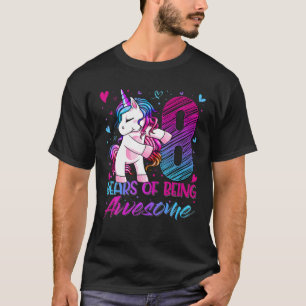 8Th Birthday 8 Year Old Girl Flossing Unicorn Part T-Shirt