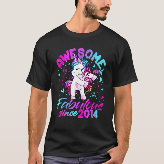 8th Birthday 8 Year Old Girl Flossing Unicorn Part T-Shirt (Front)