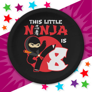 8th Birthday 8 Year Old Kids Party Little Ninja 8 Paper Plate