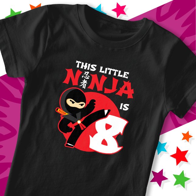 8th Birthday 8 Year Old Kids Party Little Ninja 8 T-Shirt (Creator Uploaded)