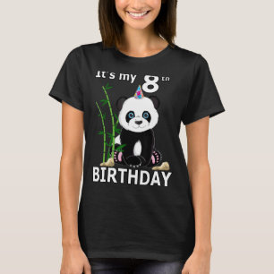 8th Birthday 8 Years Old Party Animal Panda 4 T-Shirt