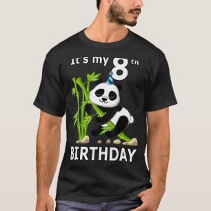 8th Birthday 8 Years Old Party Animal Panda 7 T-Shirt
