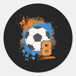8th Birthday 8 Years Old Soccer Ll  Classic Round Sticker