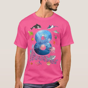 8th Birthday Aquarium Sea Aquatic Animals Lover Bo T-Shirt