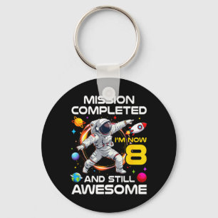 8th Birthday Astronaut 8 Years Old Outer Space Key Ring