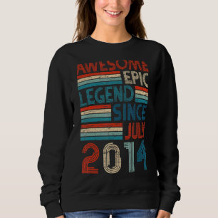 8th Birthday Awesome Epic Legend Since July 2014 Sweatshirt